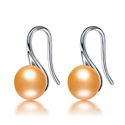 Izabela X - Golden Freshwater Pearl Silver Drop Earrings