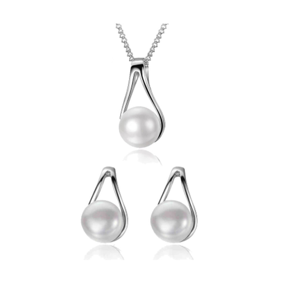 Mia X - Bridesmaid Jewelry Pearl Silver Set