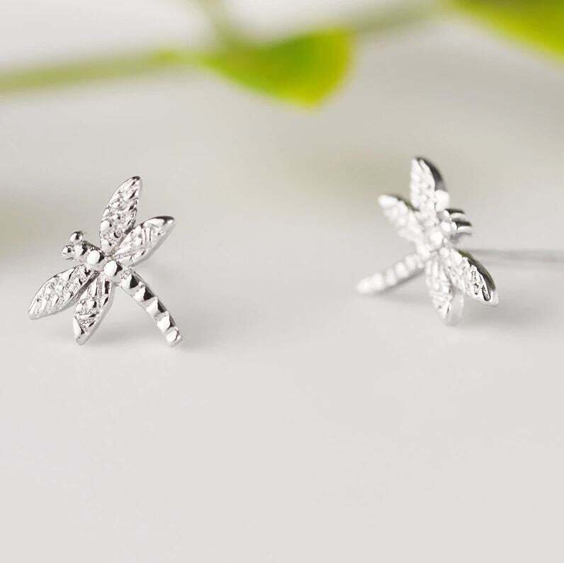 Dragonfly Sterling Silver 925 Stud Earrings for Women Girls Fashion Jewelry