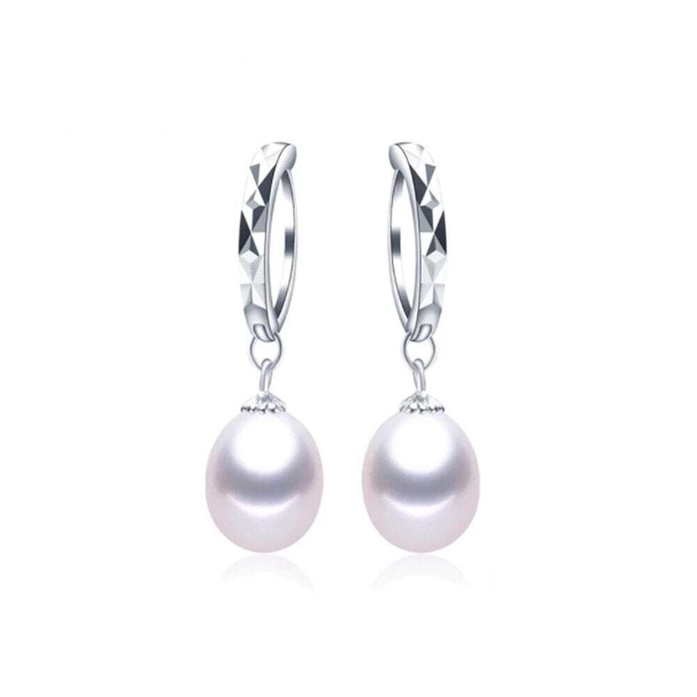 Emma X - White Freshwater Pearl Drop Earrings