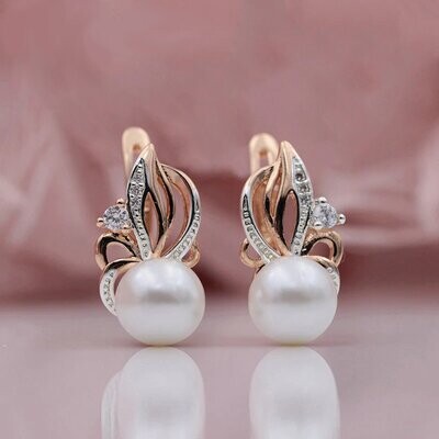 Emily X - Rose Gold White Pearl Drop Earrings