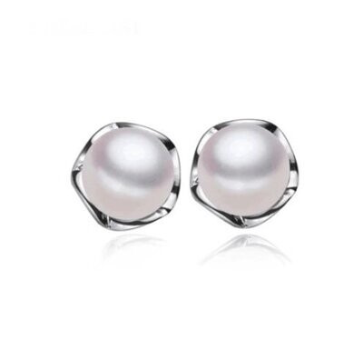 Ariana X -  Silver White Pearl Stud Earrings