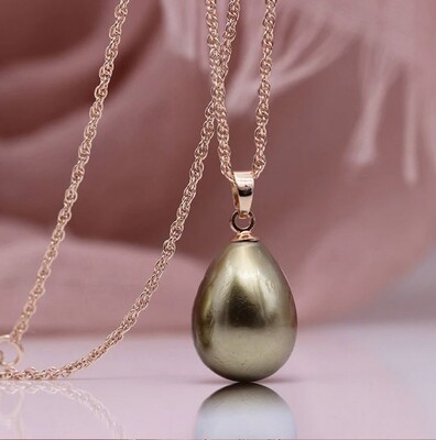 Alina X - Rose Gold Champagne Pearl Necklace