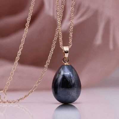 Alina X - Rose Gold Black Pearl Necklace