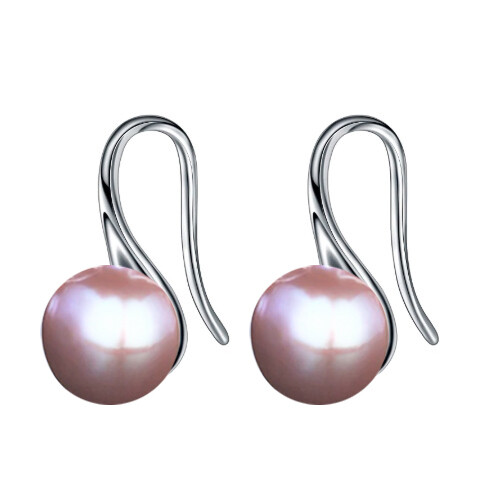 Izabela X - Purple Freshwater Pearl Silver Drop Earrings