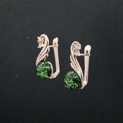 Anna X - Rose Gold Green Emerald Drop Earrings
