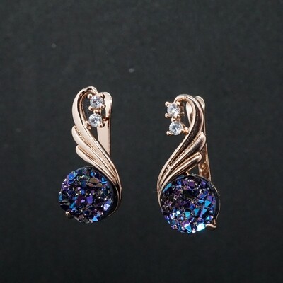 Anna X - Rose Gold Purple Agate Drop Earrings