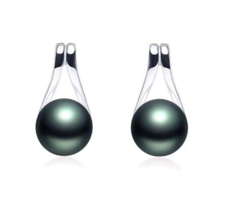 Mia X - Silver Freshwater Black Pearl Drop Earrings