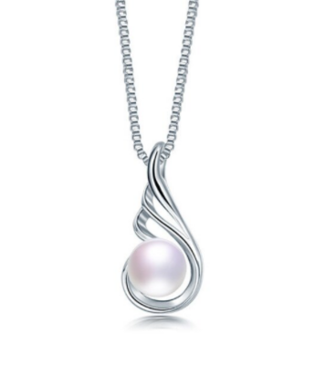 Iris X - White Pearl Drop Silver Pendant