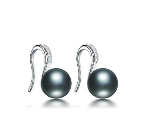 Deborah X - Black Pearl Sterling Silver Drop Earrings