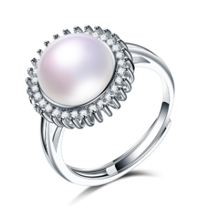 Evelina X - White pearl and CZ ring