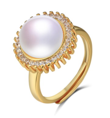 Evelina X - Real white pearl 14K Gold Ring