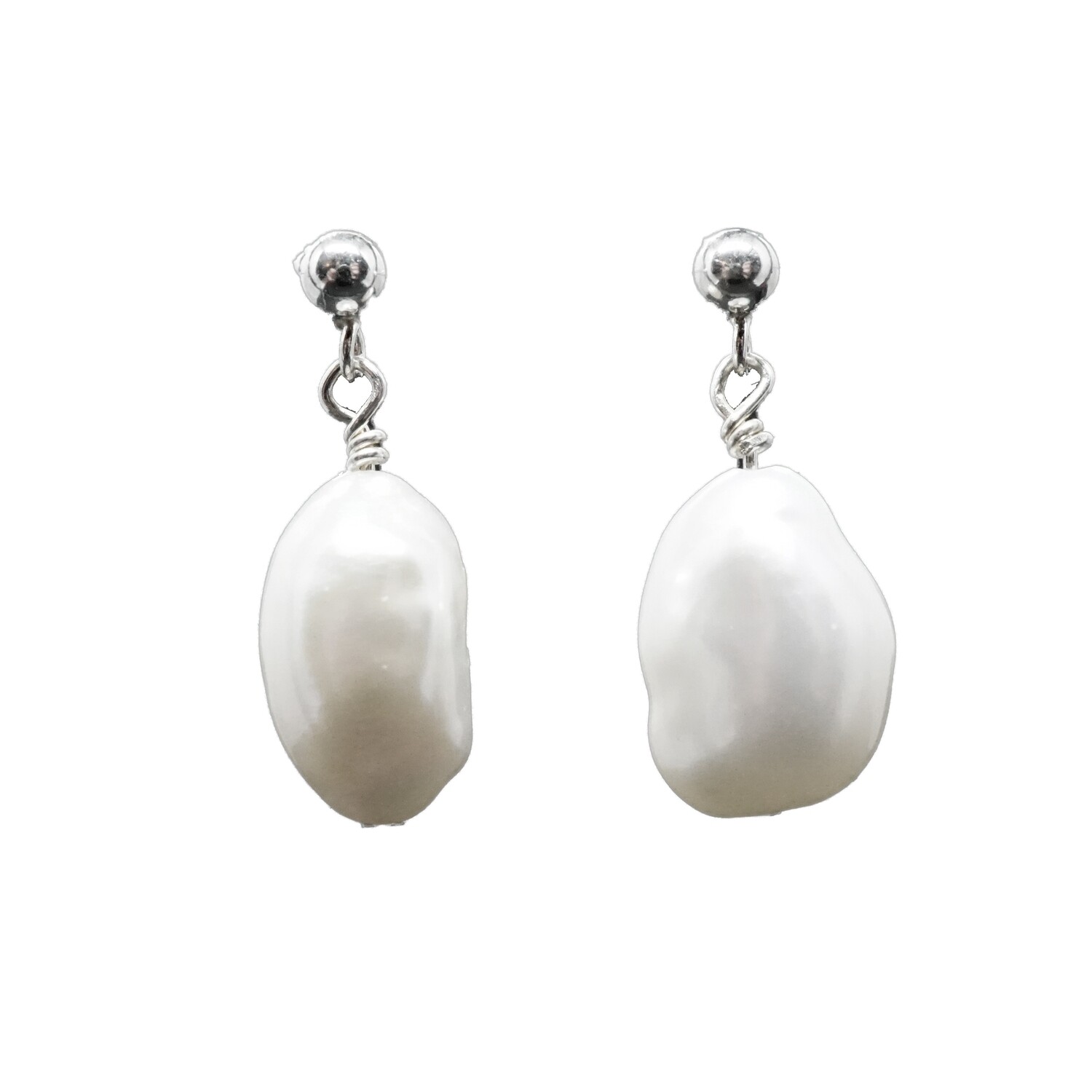 Eleanor X - Real Silver Freshwater Pearl Drop Earrings - Wedding Earrings