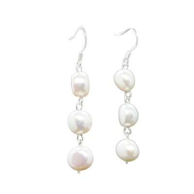Harper X - Real Silver Freshwater Pearl Drop Earrings for Bridal gift
