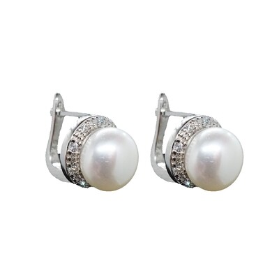 Olivia X - White Pearl 925 Sterling Silver Drop Earrings