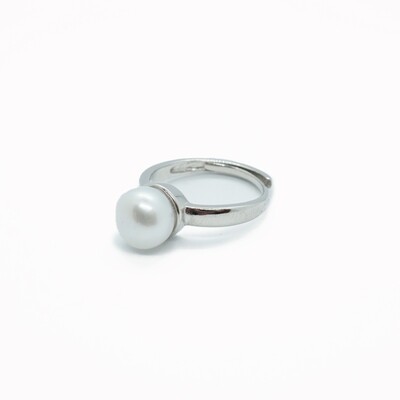 Minimalist Natural Pearl Engagement Ring