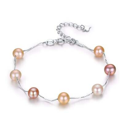 Adelina X - Colorful dainty pearl station bracelet
