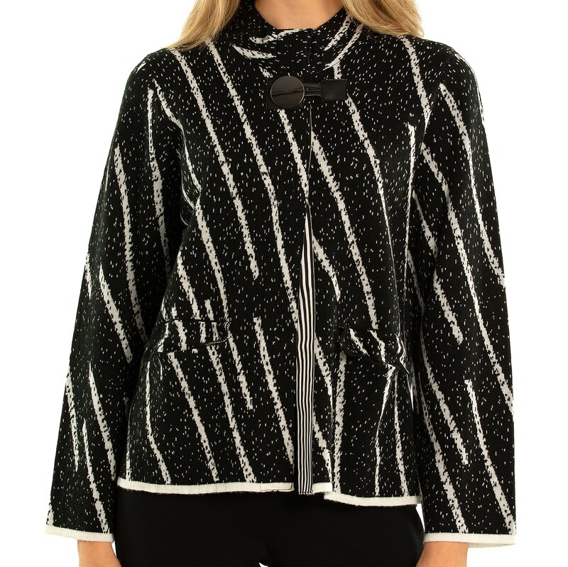 Wool Blend Abstract Stripe Knit Jacket Wool Blend Abstract Stripe Knit Jacket