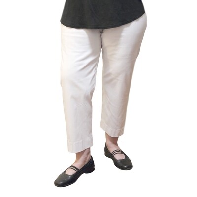 Three Quarter Stretch Bengaline White Pants