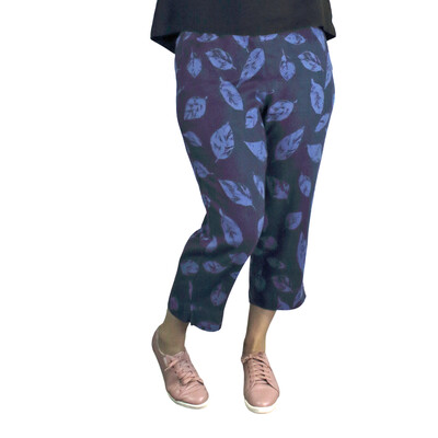 Pure Linen Leaf Print Crop Pants Pure Linen Leaf Print Crop Pants