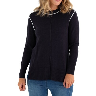 Contrast Stitch Wool Blend Sweater by Marco Polo Contrast Stitch Wool Blend Sweater by Marco Polo
