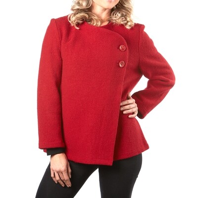 Boiled Wool Short Wrap Button Coat Boiled Wool Short Wrap Button Coat