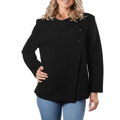 Boiled Wool Short Wrap Button Coat Boiled Wool Short Wrap Button Coat