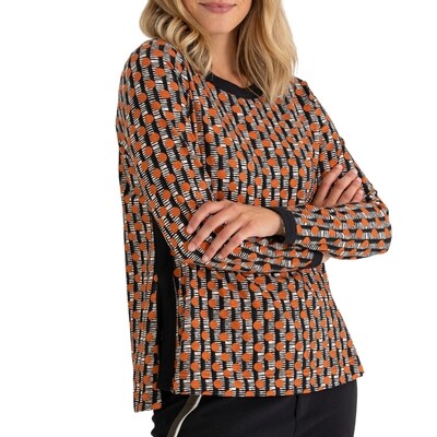 Relaxed Cotton Long Sleeve Ladder Spot Top by Marco Polo Relaxed Cotton Long Sleeve Ladder Spot Top by Marco Polo