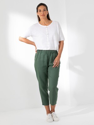 Pure Linen Zip Pocket Pants by Marco Polo
