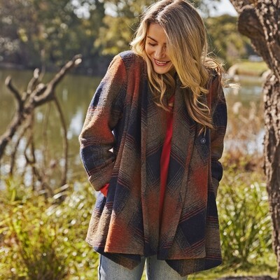 Boiled Wool Blend Open Waterfall Coat by See Saw