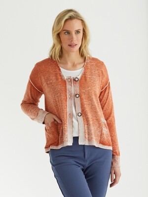 Cotton Blend Long Sleeve Pigment Cardigan by Marco Polo