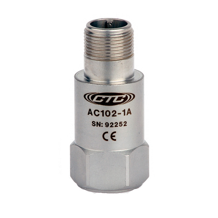 AC102 Series Multi-Purpose Accelerometer, Top Exit Connector/Cable, 100 mV/g