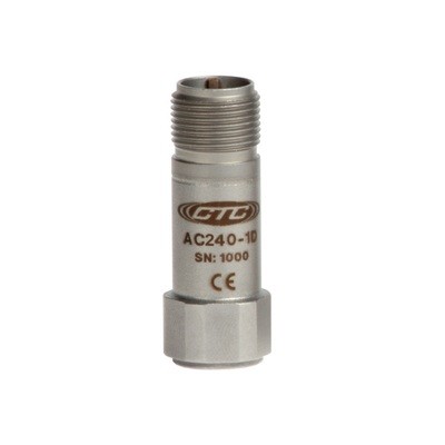 AC240 Series Premium Small Accelerometer, High Frequency, Top Exit Cable, 100 mV/g