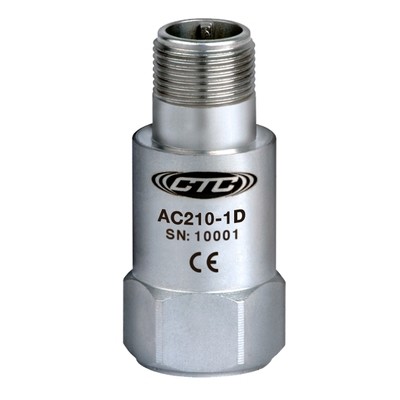 AC210 Series Premium Accelerometer, Top Exit Connector/Cable, 100mV/g