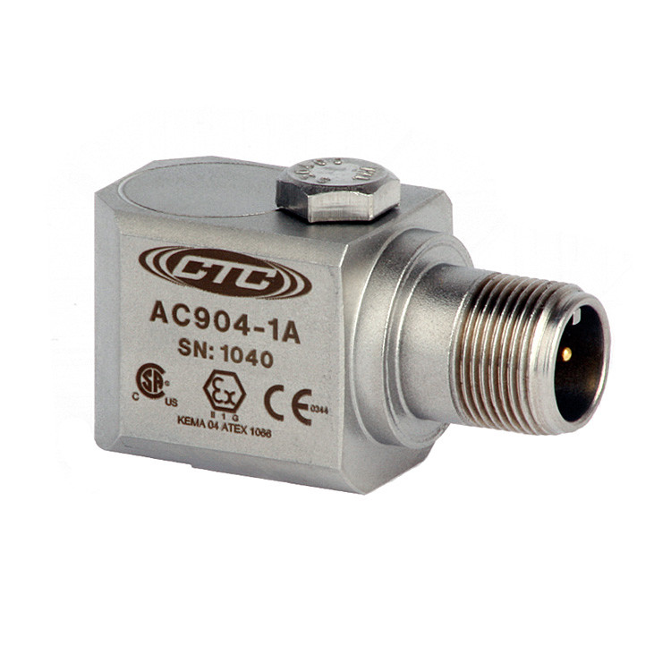 AC904 Series Intrinsically Safe Accelerometer, Side Exit Connector/Cable, 50 mV/g
