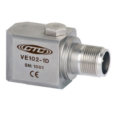 VE102 Series Piezo Velocity Sensor, Side Exit Connector/Cable, 100 mV/in/sec