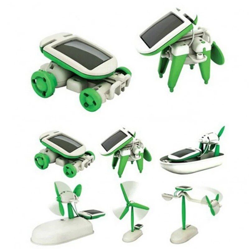 6 IN 1 Solar Robot Model Kit Science Toys for Children DIY Assemble Airplane Boat Car Train Model Educational Gifts Toys for Boy