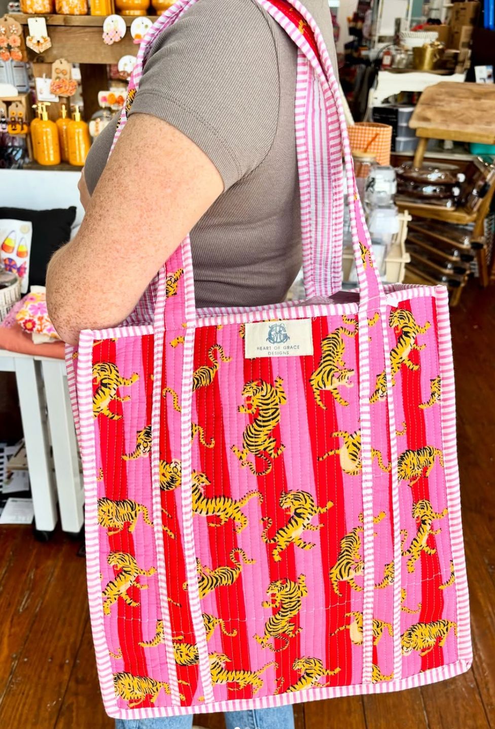 Tiger Lily Regular Quilted Tote Bag