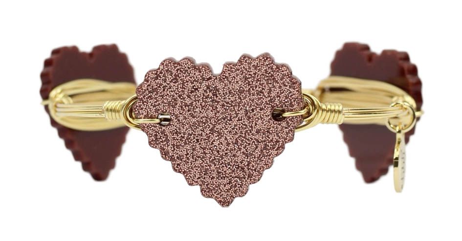 Bourbon &amp; Boweties Mauve Glitter Heart Bangle Bracelet