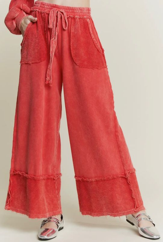 Red Mineral Wash Pants
