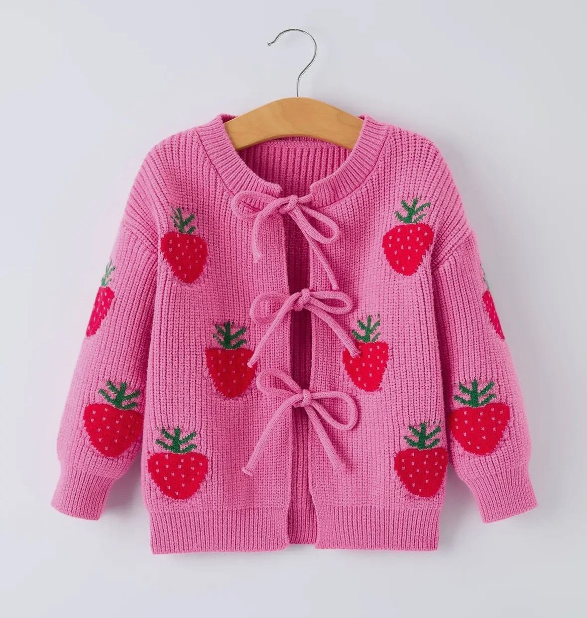 Girls' Valentines' Strawberry Cardigan Sweater