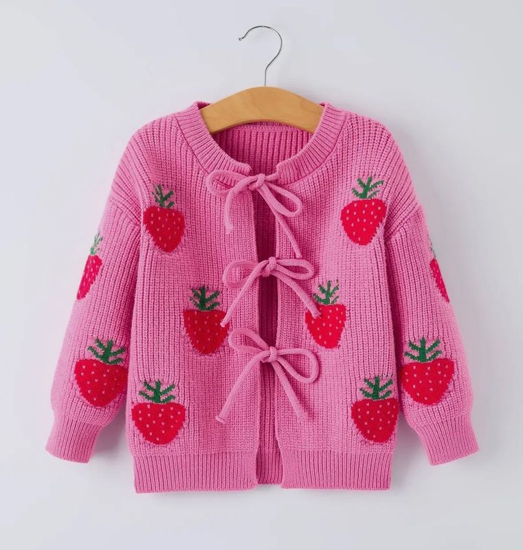 Girls' Valentines' Strawberry Cardigan Sweater