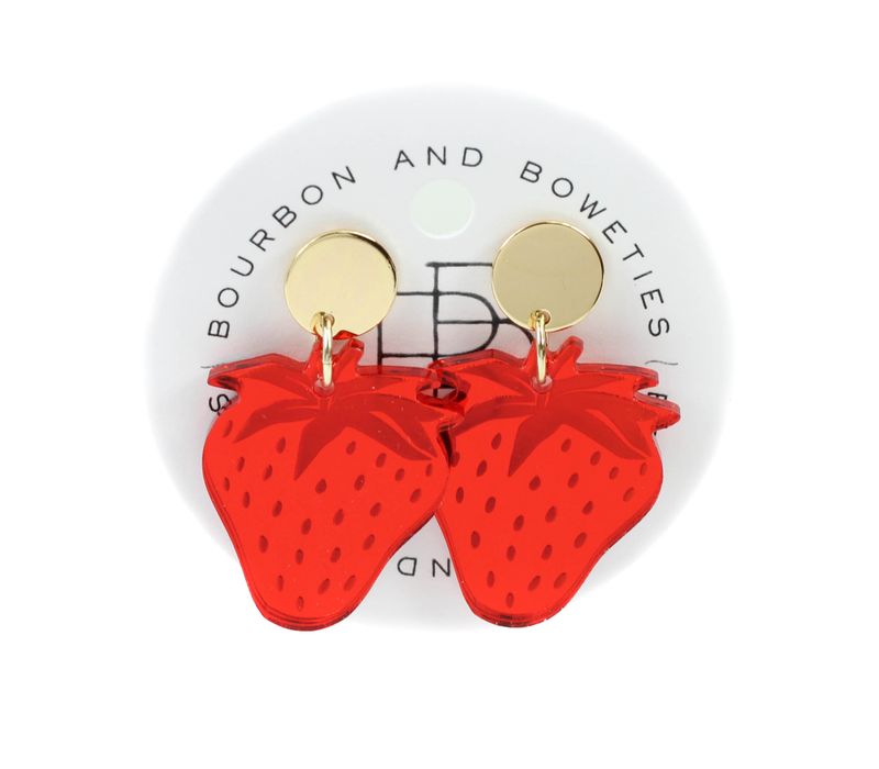 Red Mirrored Strawberry Earrings