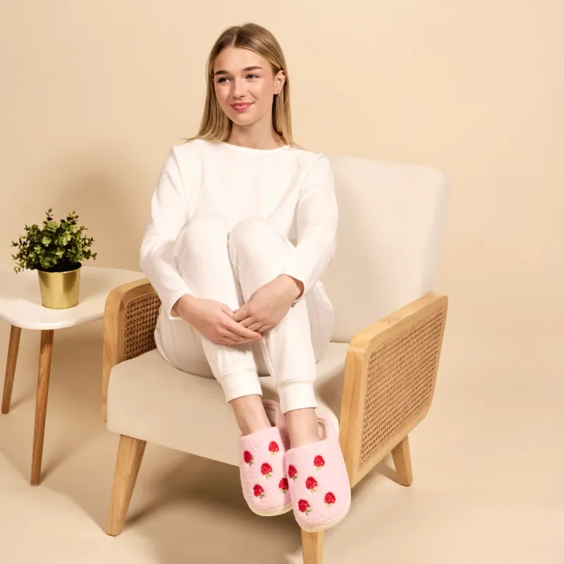 Fuzzy Strawberry Slippers