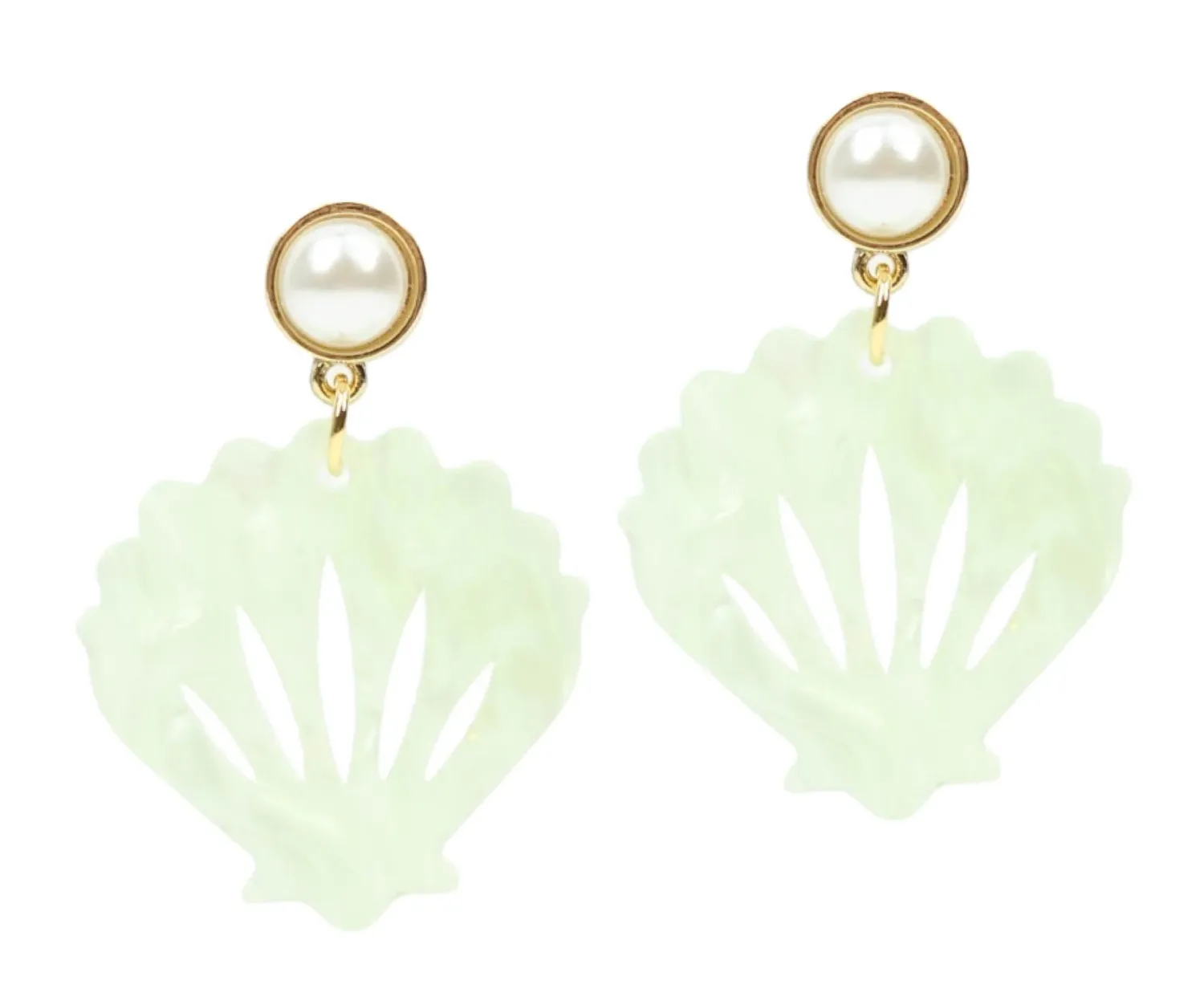 Mint Seashell Earrings