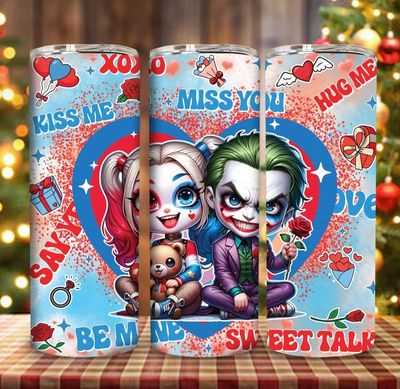 Harley Quinn &amp; Joker Valentines Tumbler