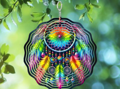 Rainbow Dream Catcher Metal Spinner