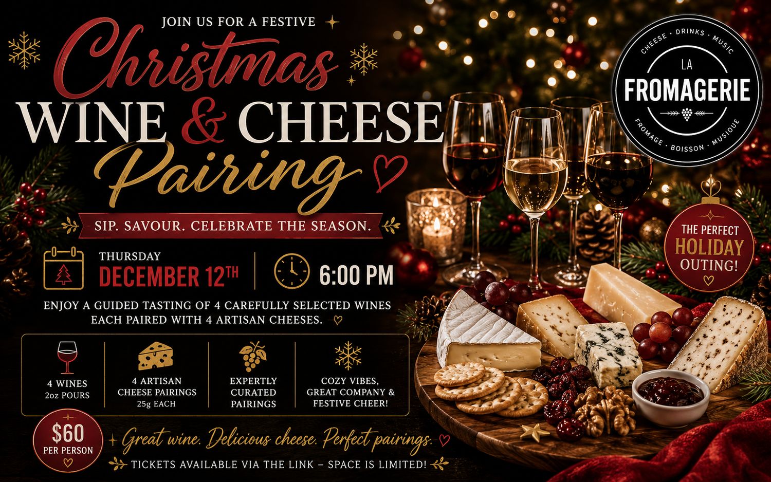 Christmas Wine + Cheese Pairing