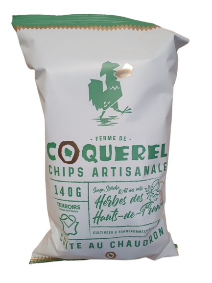 Chips artisanale Herbes des Hauts de France cuite au chaudron Coquerel