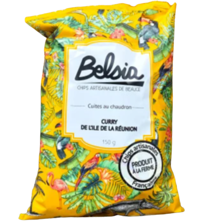 Chips artisanales Curry de l'Ile de la Réunion cuites au chaudron Belsia